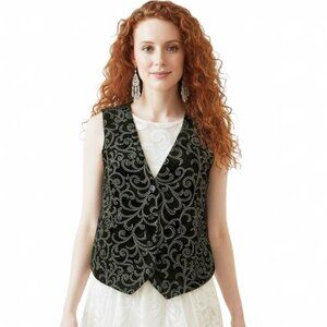 Crossroads Vintage Velvet Baroque Statement Vest Size M